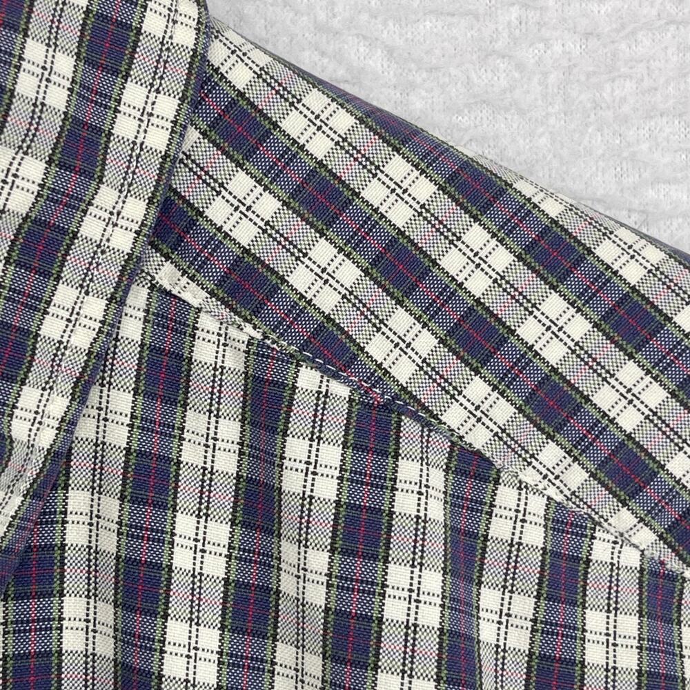HATHAWAY SPORT Shirt Men XL Pinpoint Oxford Plaid Button Down Cotton Blue HK Vtg
